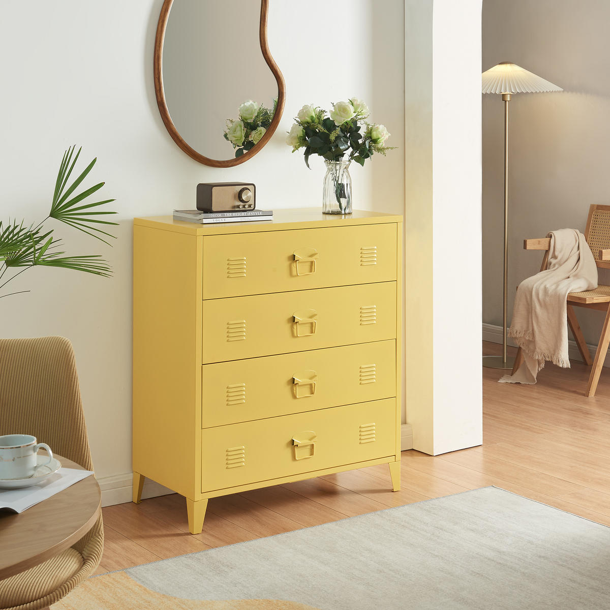 METALLSCHRANK Hämeenlinna - Gelb, Metall (80/92/40cm) - [en.casa]