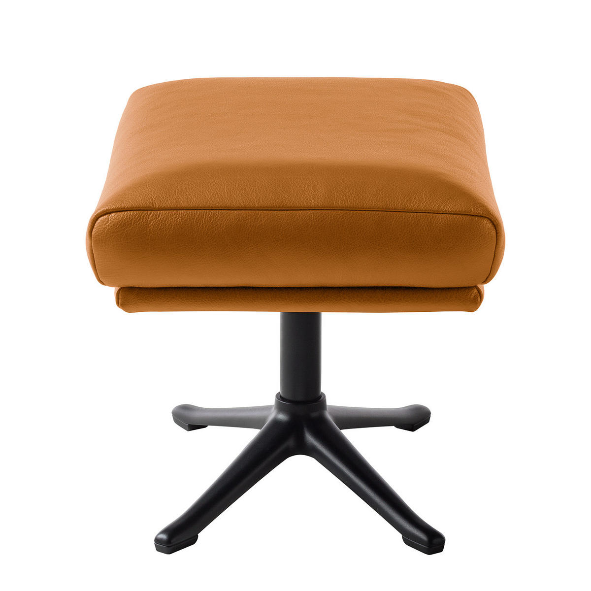 HOCKER mit Kreuzfuß - Cognac/Schwarz, Leder/Metall (54/41/41cm) - home24