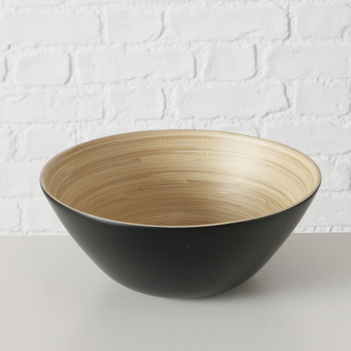 SCHÜSSELN Bambo Ø 7-10 cm 2er-Set - Schwarz, Naturmaterialien (25cm) - Boltze Home