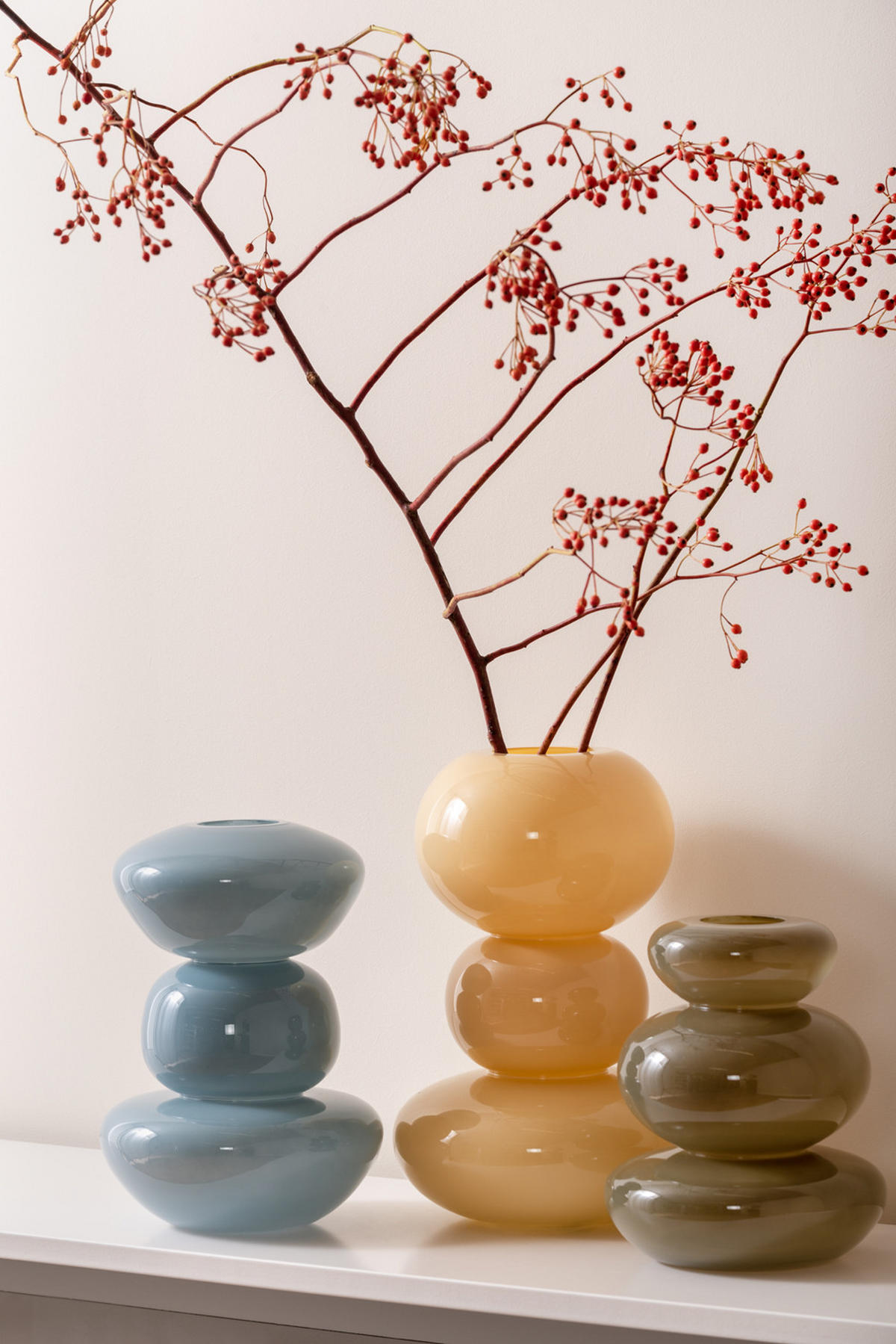 VASE Bubbles Glass 19/19/30 cm - Gelb, Glas (19/30cm) - Present Time