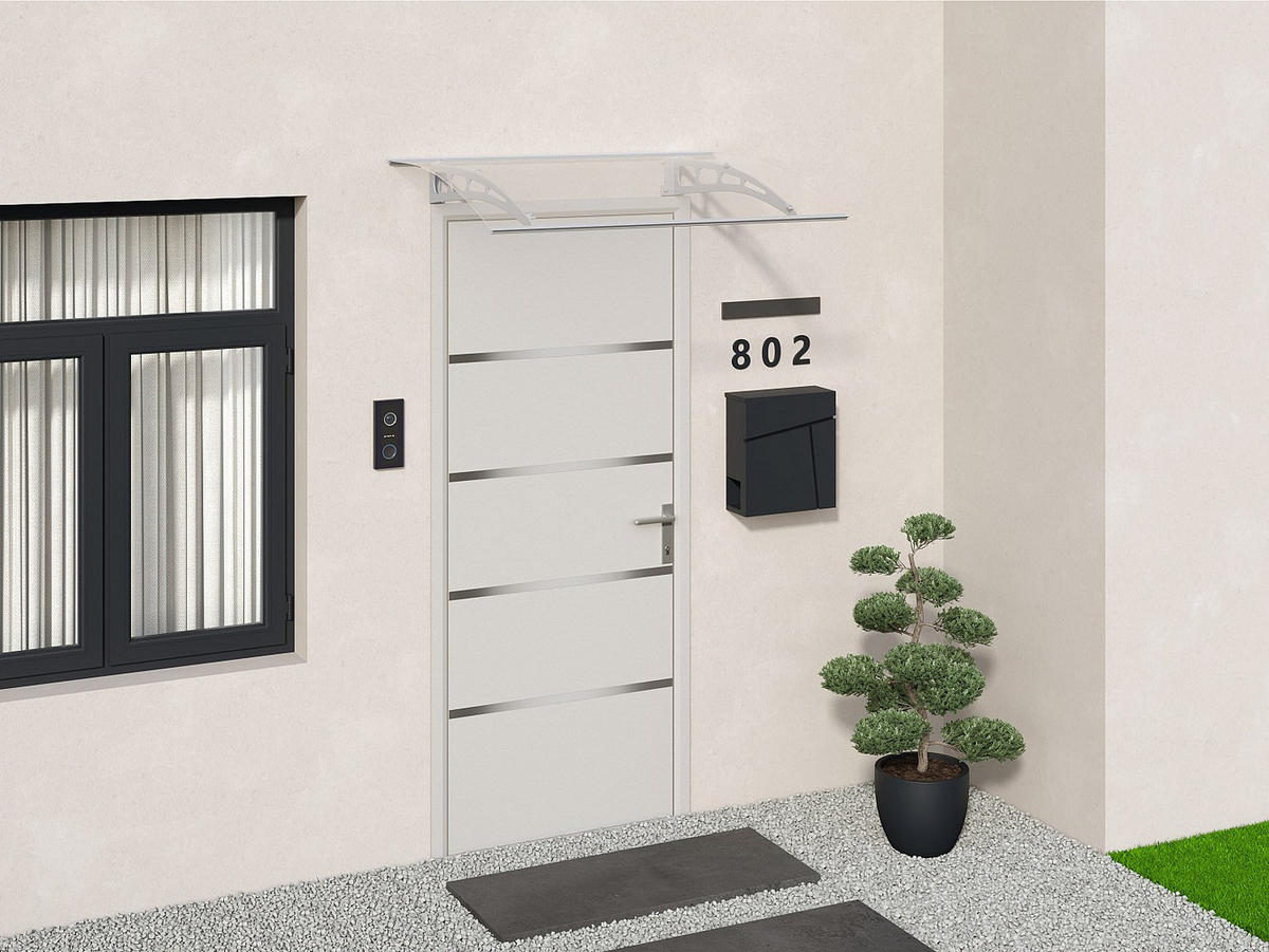 VORDACH Aluminium geschwungen - Grau - 120x90 cm - NEONA - Grau, Kunststoff (120/15/90cm) - Vente-Unique