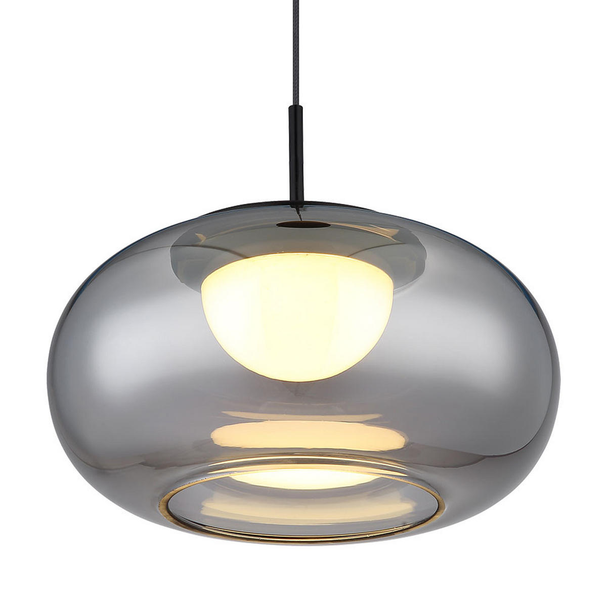 LED HÄNGELEUCHTE Metall Schwarz Glas Rauch - Bernsteinfarben, Glas (20/20/150cm) - Globo Lighting