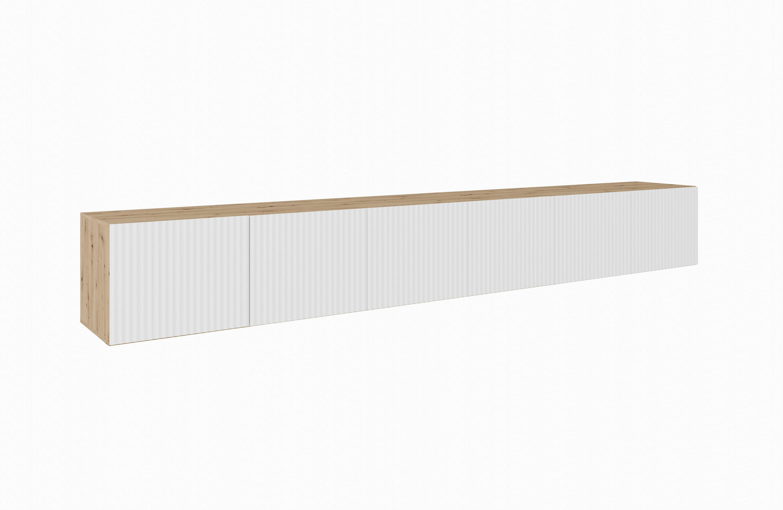 Meblini Tv-Schrank Eiche Artisan, Weiß 300x41x40 cm