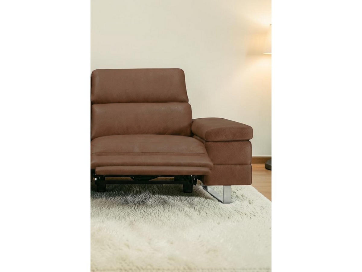 3-SITZER Sofa Virage Echtleder mit 1 x Relaxfunktion Cognacbraun - Cognac, Leder/Metall (212/75/109cm)