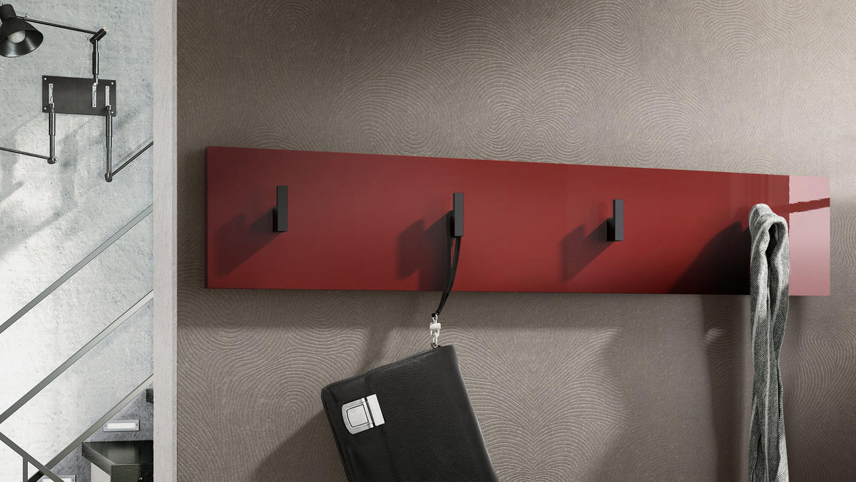 GARDEROBENPANEEL Linea Bordeaux Hochglanz - Bordeaux, Holzwerkstoff (72.5/14.5/3.5cm) - Vladon