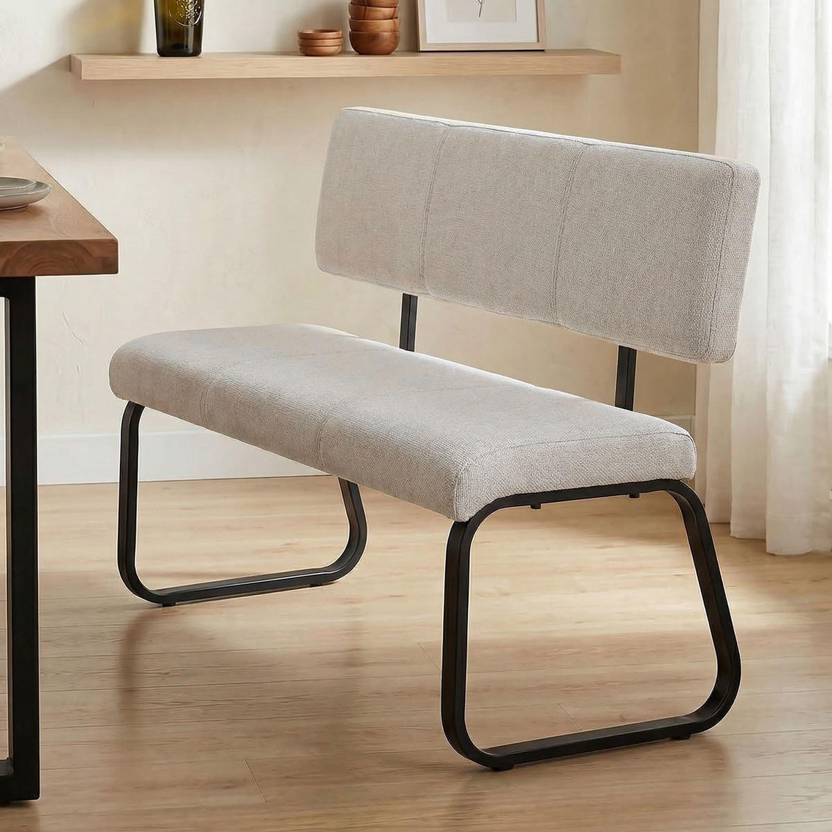 ESSZIMMERBANK VILAS - Creme, Textil/Metall (135/87/56cm) - IDIMEX