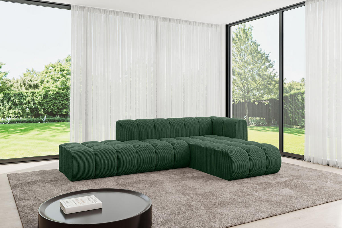 ECKSOFA modulares Sofa Zuvon-L1 - 296x177x70 cm Grün - Grün, Holzwerkstoff/Textil (296/177cm) - ALTDECOR