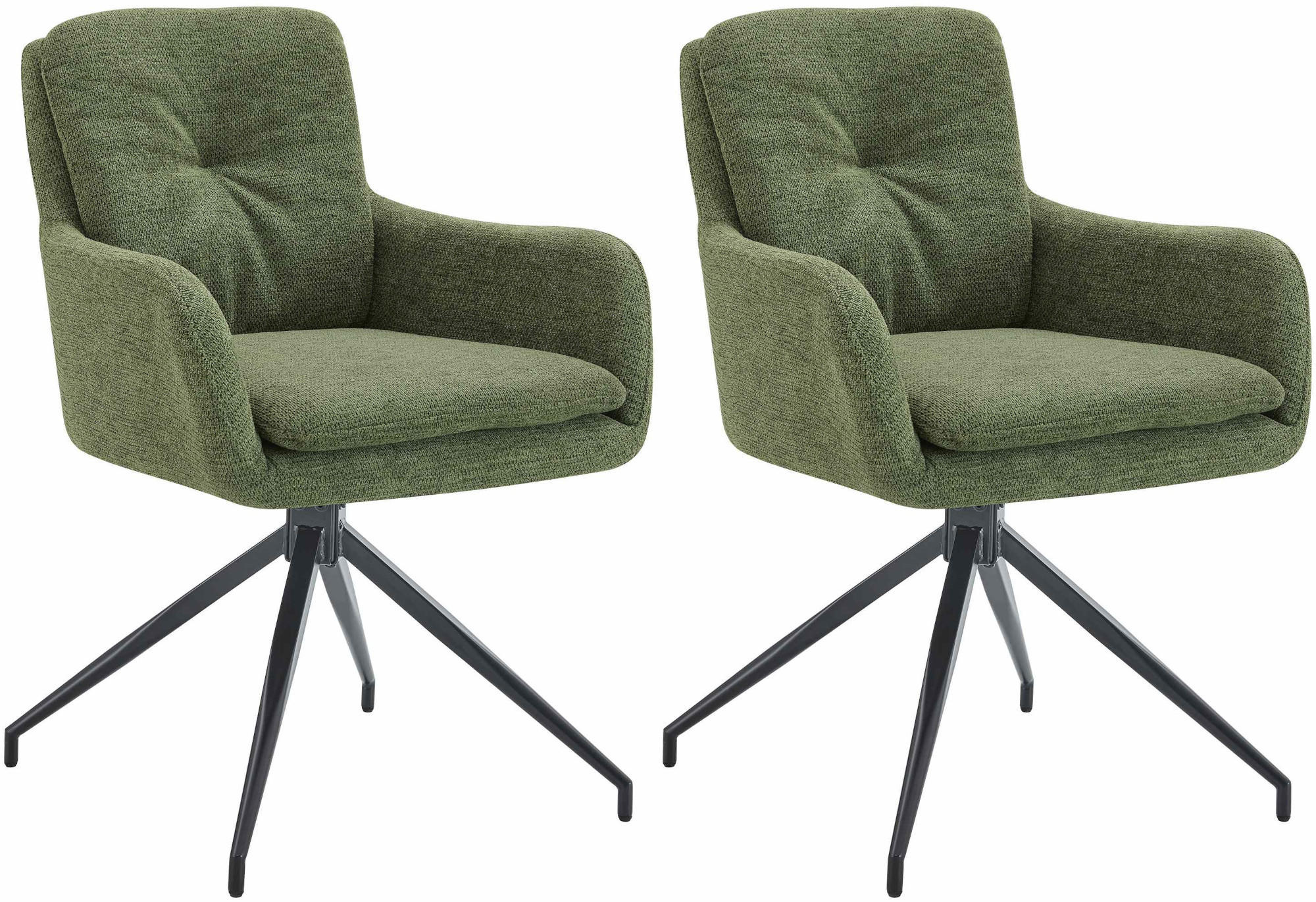 ESSZIMMERSTUHL 2er Set Stoff Grün - Schwarz/Grün, Textil/Metall (58/85/63cm) - CLP