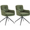 ESSZIMMERSTUHL 2er Set Stoff Grün - Schwarz/Grün, Textil/Metall (58/85/63cm) - CLP