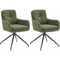 ESSZIMMERSTUHL 2er Set Stoff Grün - Schwarz/Grün, Textil/Metall (58/85/63cm) - CLP
