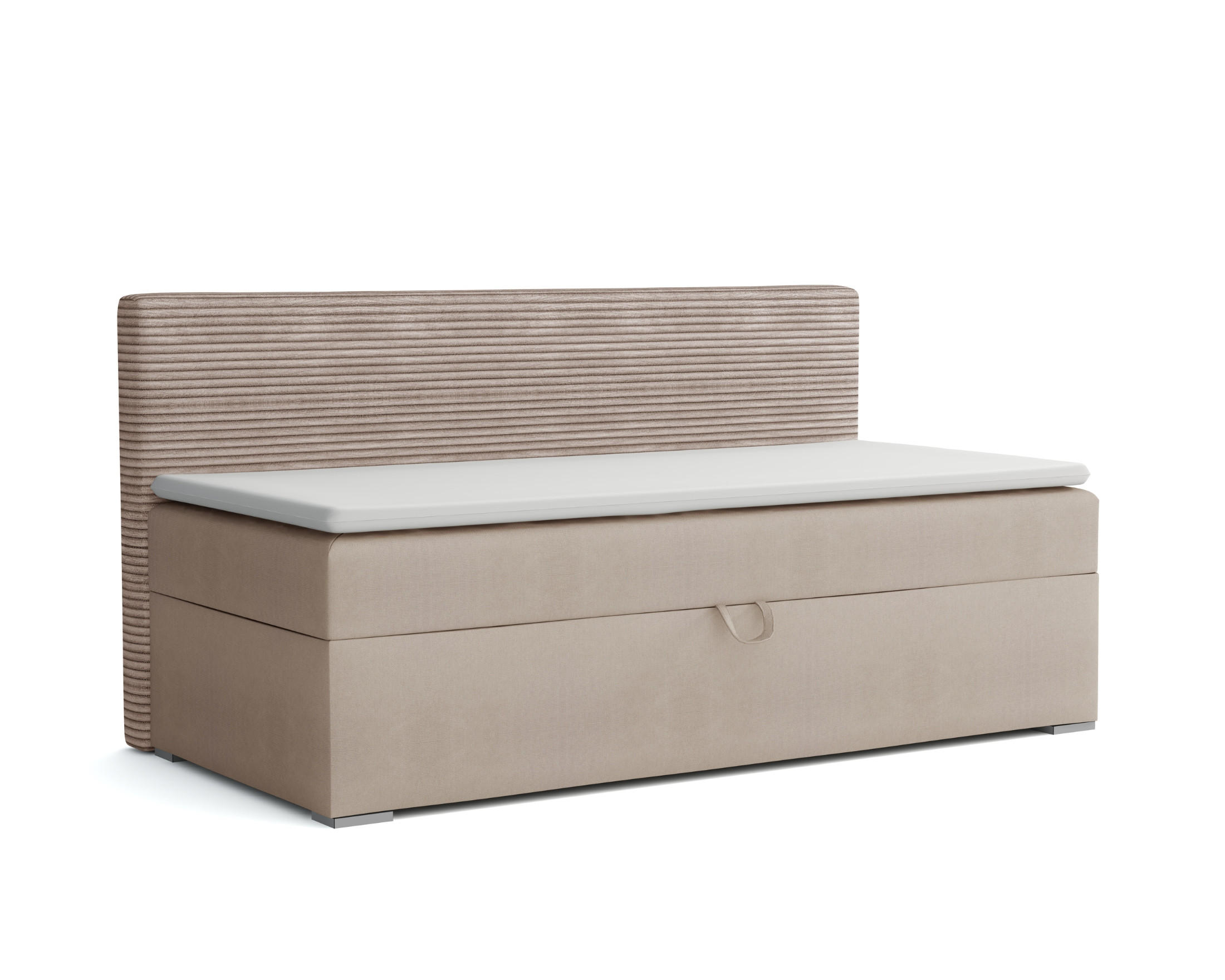 BOXBETT MATI 90/200 Beige mit Taschen-Federkernmatratze H4 - Beige, Holz/Holzwerkstoff (90/200cm) - Deine Möbel 24