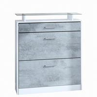 SCHUHSCHRANK Loret Front in Beton Oxid Optik - Hellgrau, Holzwerkstoff (89/104/23cm) - Vladon