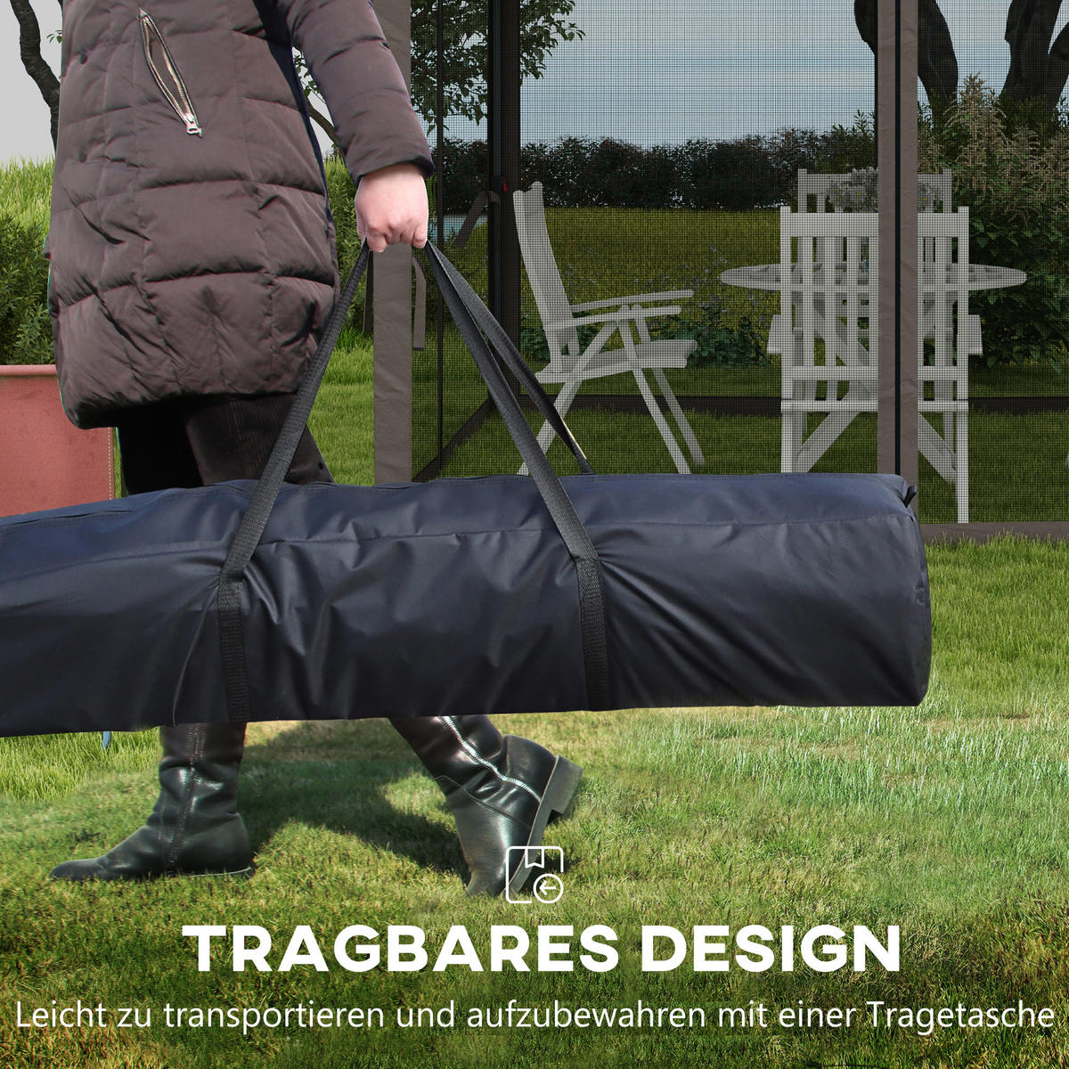 FALTPAVILLON Pavillon Gartenzelt Seitenwänden Pop-up-Zelt 3,25 x 3,25 m Grau - Hellgrau, Metall (325/270/325cm) - Outsunny