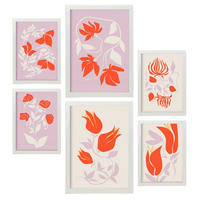 POSTER Set Mit 6 Blumenrahmen 3 Zusammenfassung A3 & A4 Weißer Rahmen - Weiß, Papier (29/3cm) - Nacnic