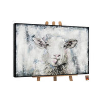GEMÄLDE Glückliches Schaf Schattenfugenrahmen Schwarz 140x100 cm - Schwarz, Holz (140/100cm) - YS-art gallery