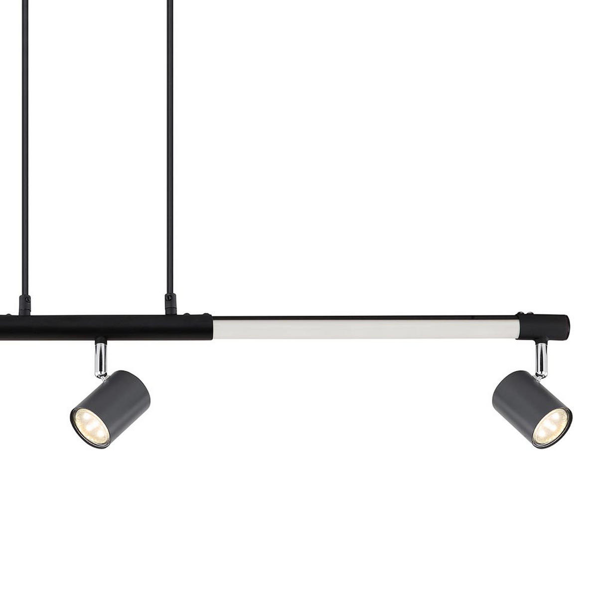 LED HÄNGELEUCHTE Chrom Schwarz bewegliche Spots - Schwarz, Metall (100/12/120cm) - Globo Lighting