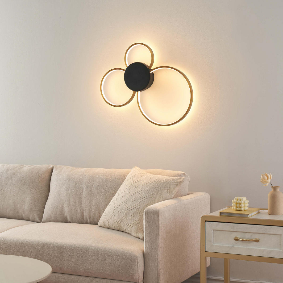 DECKENLEUCHTE Alisa, Schwarz und gold, 47cm - Goldfarben, Metall (47/38/47cm) - KOSILUM