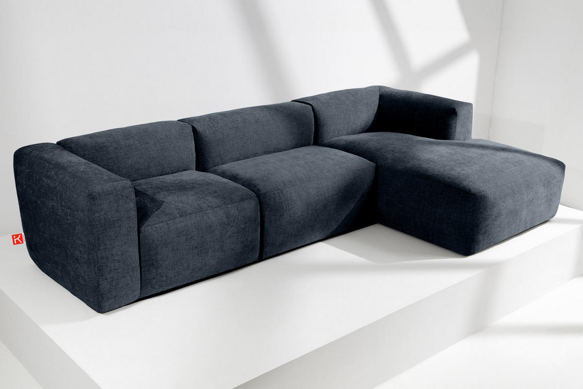 ECKMODULSOFA-RECHTS BUFFO mit extrem weicher und bequemer Sitzfläche, Gewebestoff, dunkelblau - Dunkelblau, Textil (297/180cm) - KONSIMO®