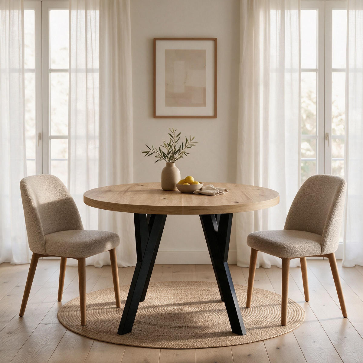 ESSTISCH ausziehbar rund 90-190 cm ATO Aristan, Auszugstisch mit Einlegeplatte - Dunkelbraun/Schwarz, Holzwerkstoff (90/90/77cm) - VENASI MÖBEL
