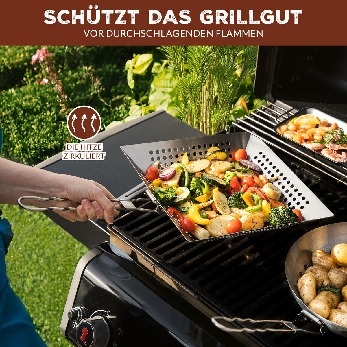 GRILLPFANNE, silber, Edelstahl - Edelstahlfarben, Metall (30.5/30.5/6cm) - bremermann
