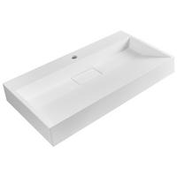 HÄNGEWASCHBECKEN Weiß 80/46 cm Mineralguss Quenko - Weiß, Naturmaterialien (80/12/46cm) - Beliani