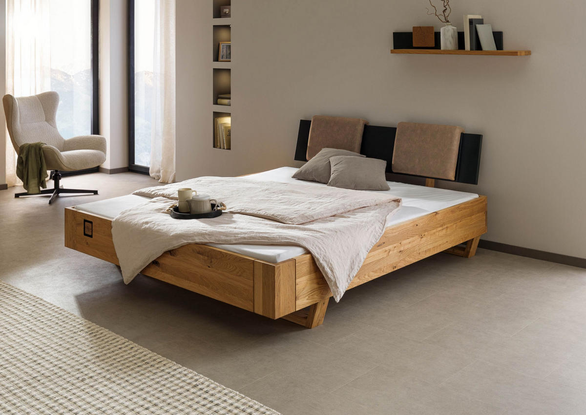 BETT Massivholz Wildeiche 180 x 200 x 86 natur KITZBÜHEL #258 - Naturfarben, Holz (180/200cm) - Massivmoebel24