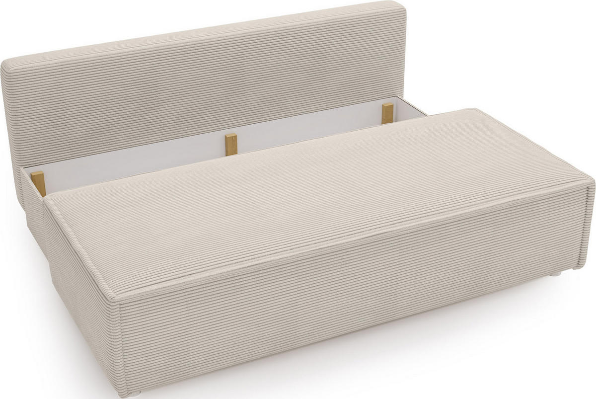 SCHLAFSOFA Diana mit Bettkasten, Creme 200/89/100 cm - Edelstahlfarben/Creme, Textil/Metall (200/89/100cm) - WFL GROUP