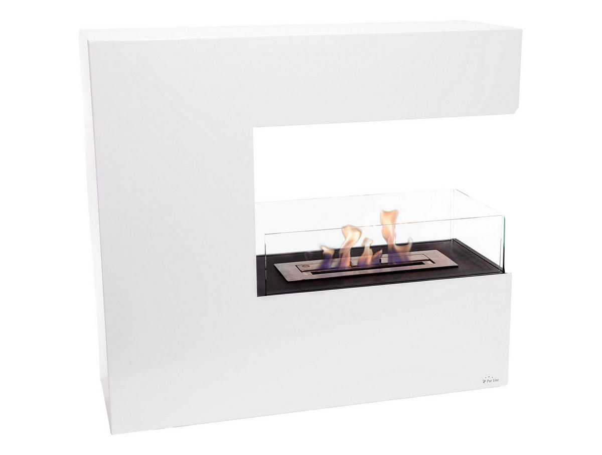 BIOETHANOL-KAMIN Weiß Bodenmodell inklusive 2.2 L Brennblock - Weiß, Metall (100/90/35cm) - Purline