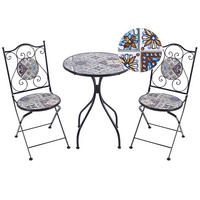 SET ZA BALKON 2-sjed crni Civita - crna/plava, metal - Beliani