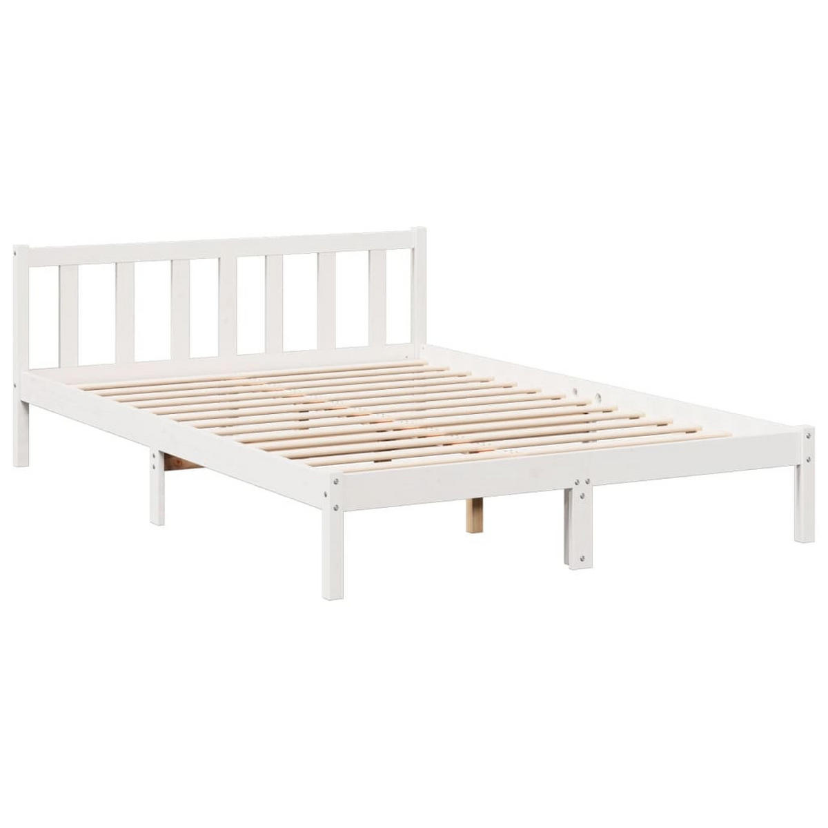MASSIVHOLZBETT Extra Lang Ohne Matratze Weiss 140/220 Kieferholz - Weiß, Holz (140/220cm) - vidaXL