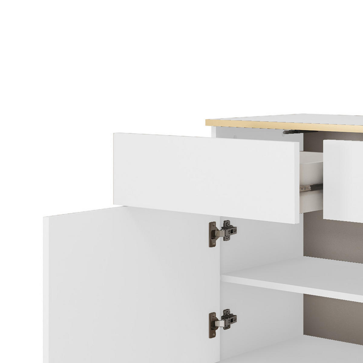 KOMMODE KSZ-107 - KSZ-107, Hochglanz, Schubladen Push-to-Open 107x39x85 cm Weiß/Schwarz - Schwarz/Weiß, Holzwerkstoff/Kunststoff (107/85/39cm) - DomoHome