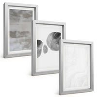 BILDER SET 3er Set - 20x30 cm Silberner Rahmen - Abstrakte moderne Strukturen - Silberfarben, Kunststoff (20/30cm) - TULUP