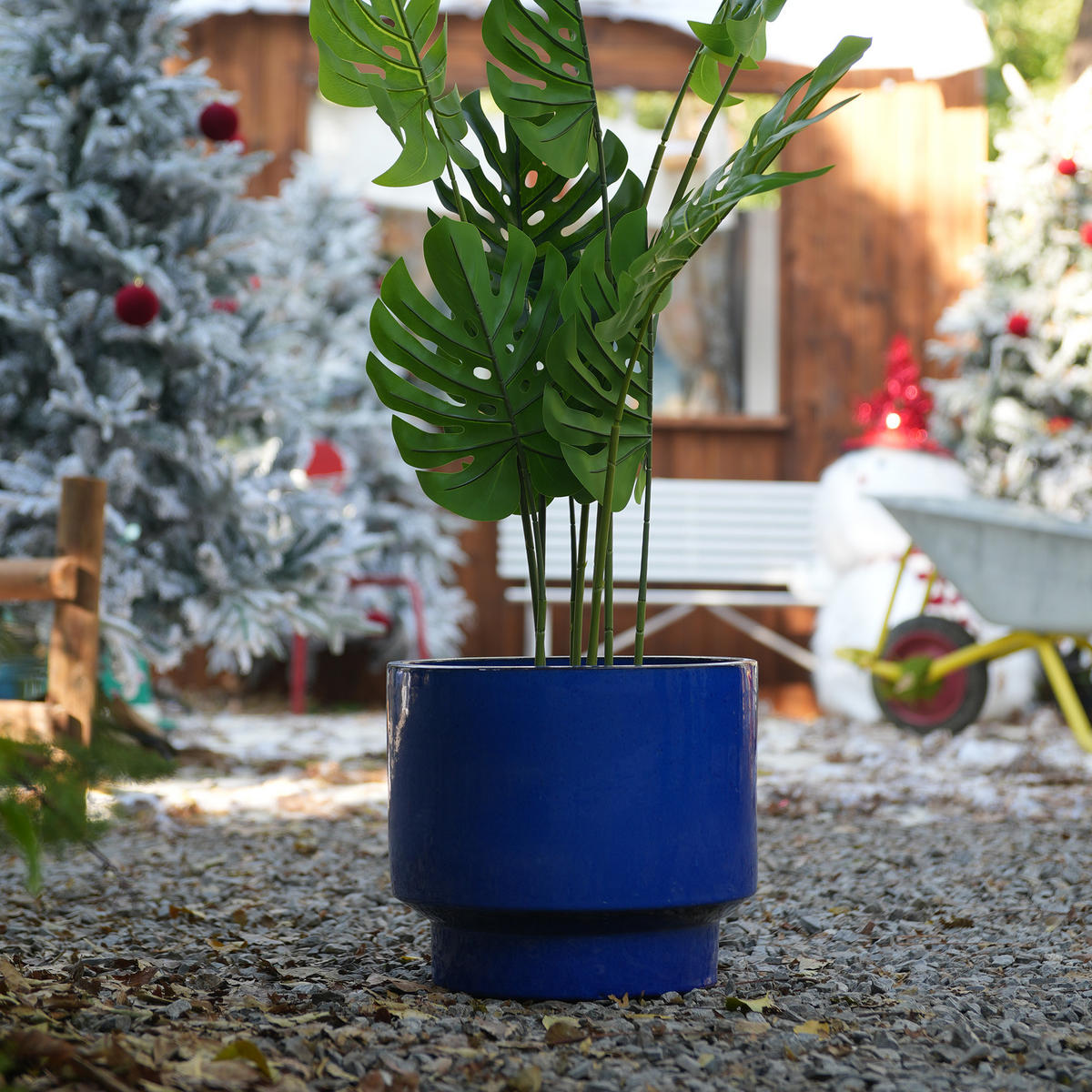 BLUMENTOPF Ø 38,1/30,5/22,9 cm Blau (3 Stück) - Blau, Keramik (38/33cm) - Oxeza