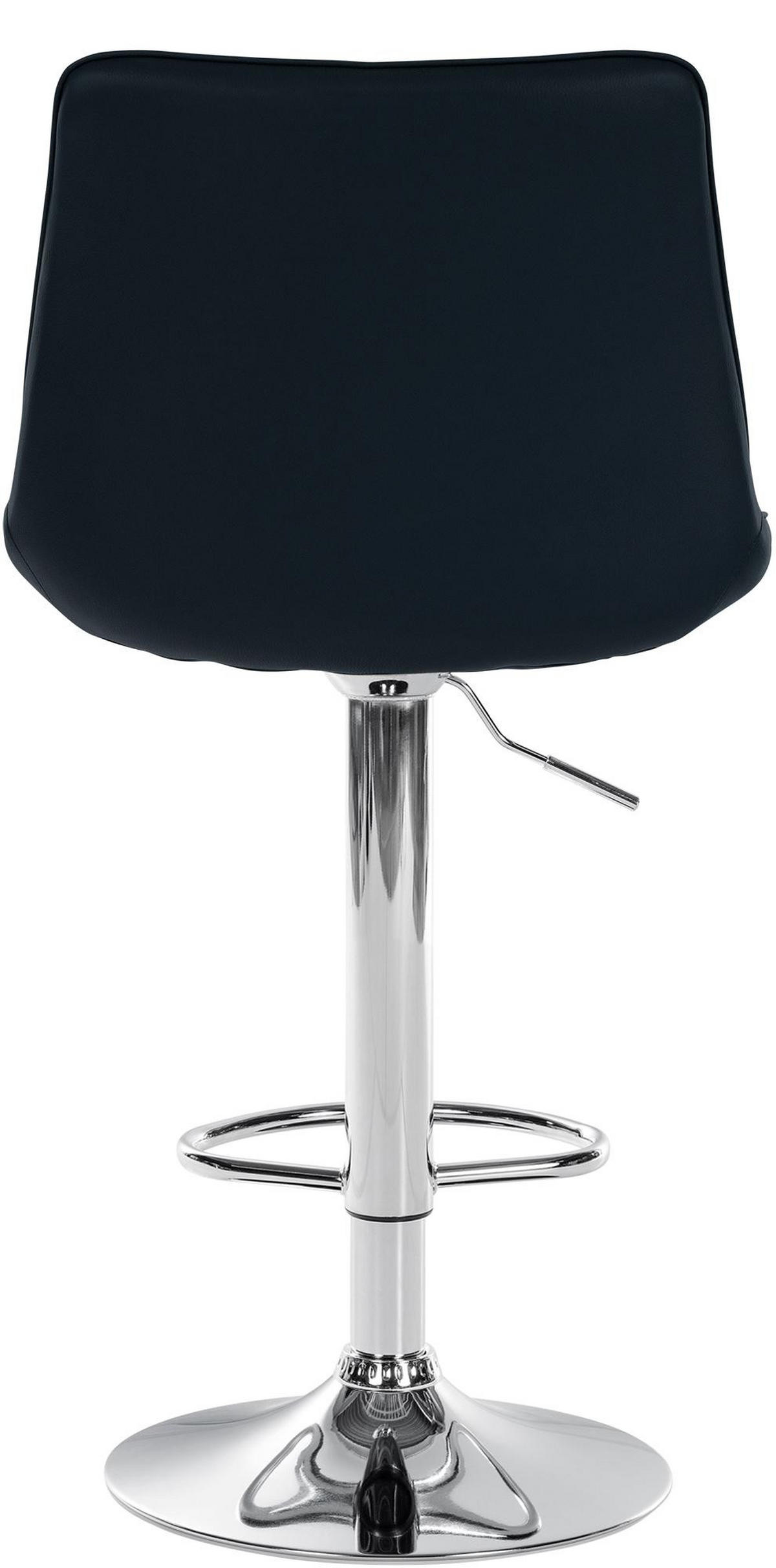 BARHOCKER RIO Schwarz Kunstleder Chrom - Schwarz, Leder/Metall (49.5/91/50cm) - DELUKE