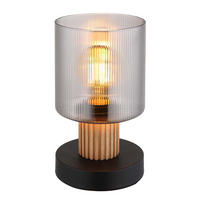 LED TISCHLEUCHTE Holz, Glas rauchfarben, Schwarz - Schwarz, Holz (12/12/21cm) - Globo Lighting