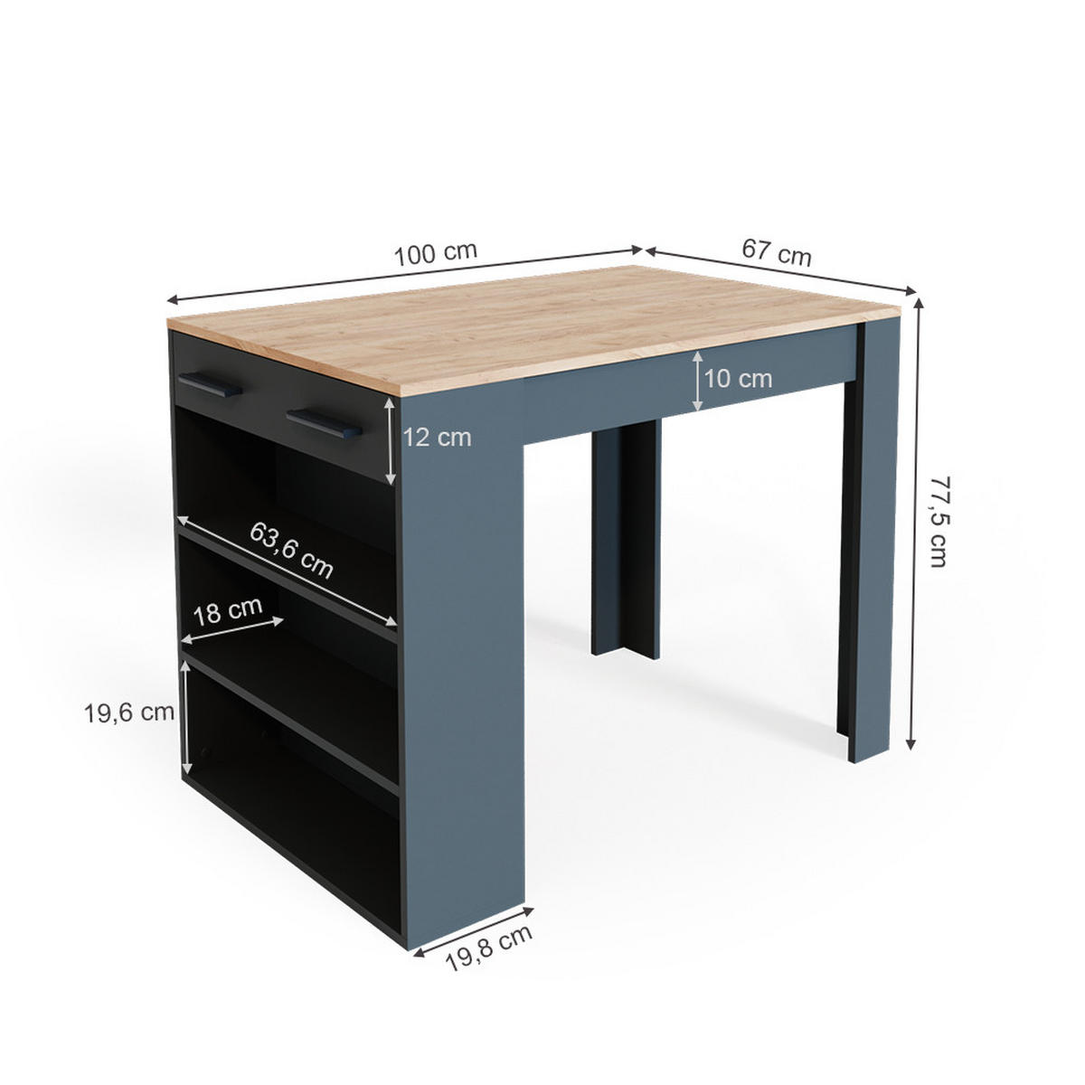 ESSZIMMERTISCH Repose Anthrazit/Goldkraft Eiche 67 x 100 cm - Anthrazit/Eiche Wotan, Holzwerkstoff (67/77.5/100cm) - Vicco