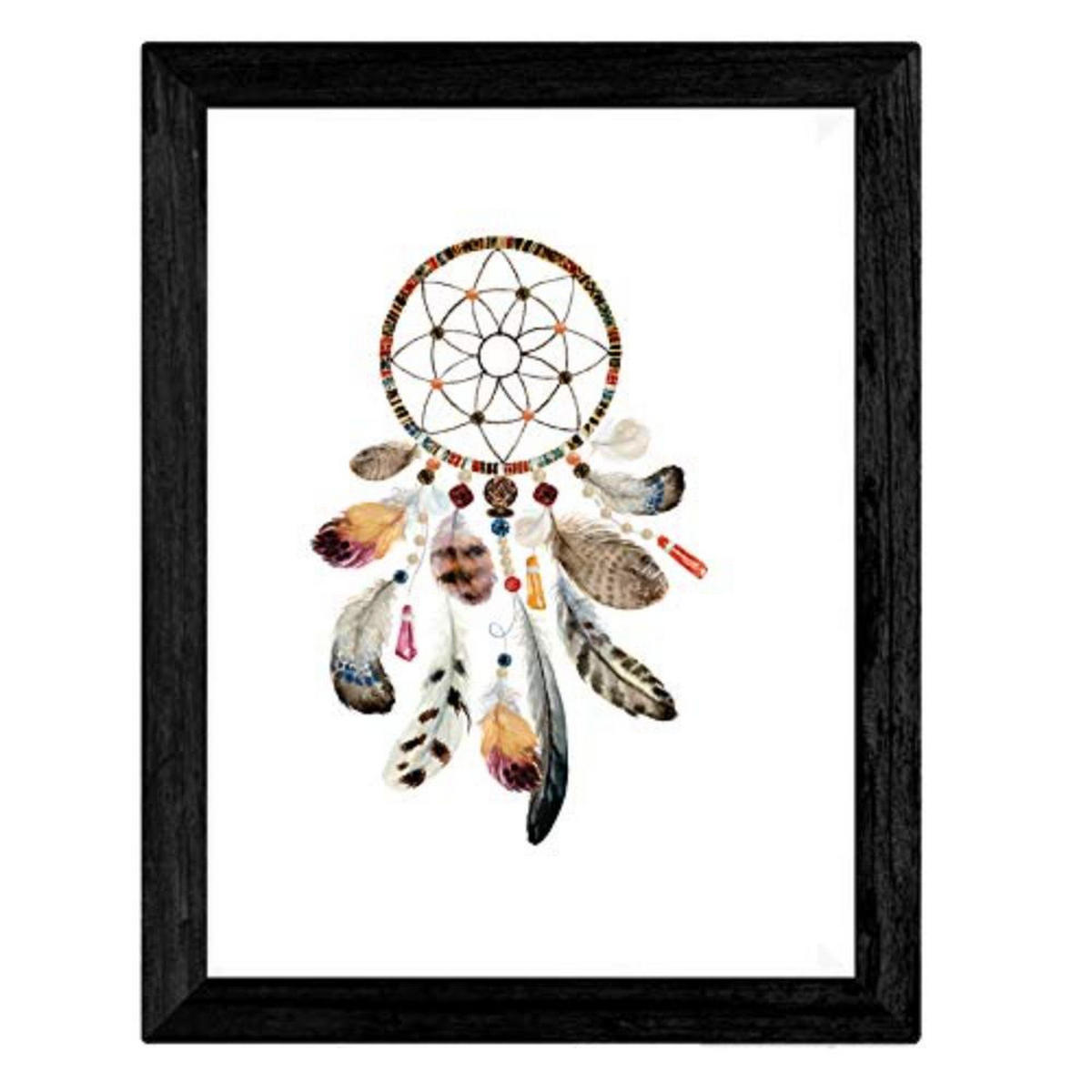 POSTER Set mit 4 bömische Federn und Blumen A4 Rahmenlos - Klar, Papier (29.7/3cm) - Nacnic