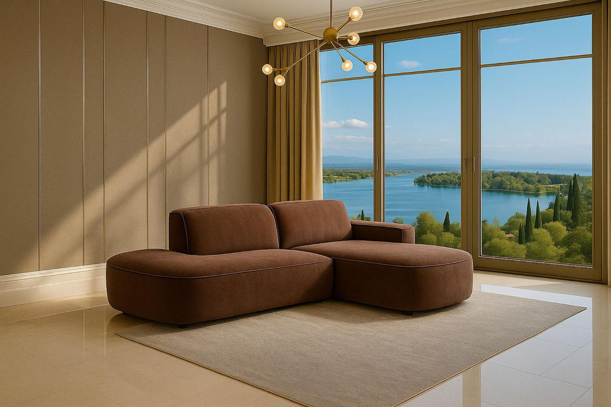 ECKSOFA Cursal Atelier, Stoff Salvador, Dunkelbraun, Rechts - Dunkelbraun, Holz (284/166cm) - Kaiser Möbel