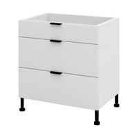 SCHUBLADENSCHRANK – 80 cm – KU-D80S3 – Lunara – Weiß Matt - Weiß, Holzwerkstoff (80/72/52cm) - hi-markt