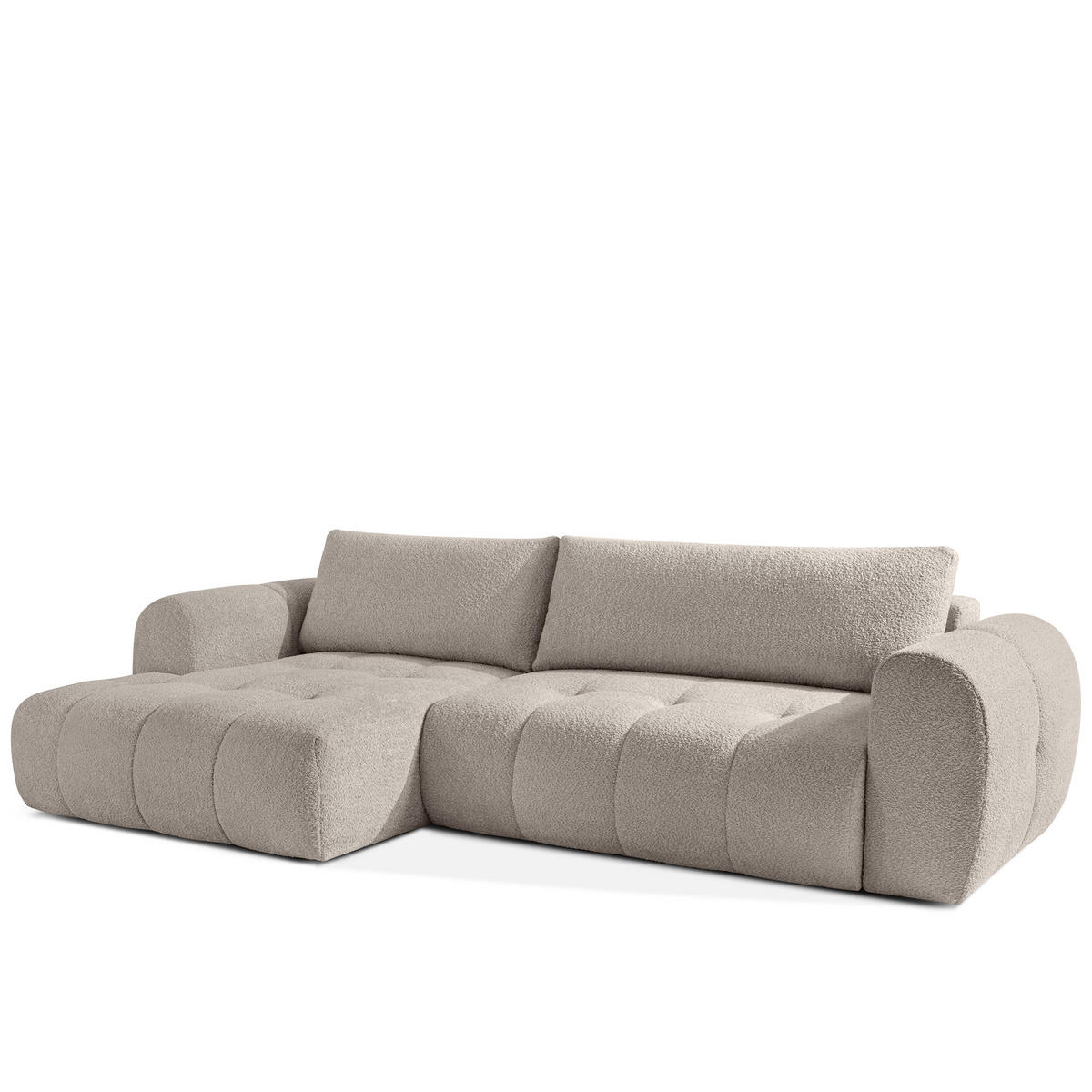 ECKSOFA LINKS LIRA, Grau, Bouclé - Grau, Holz/Holzwerkstoff (295/112cm) - KONSIMO®