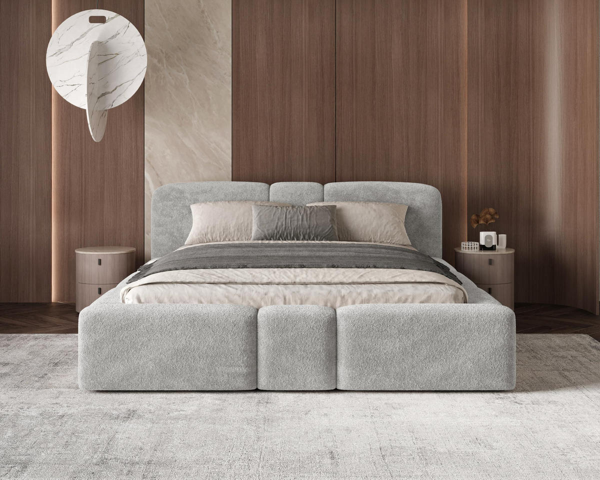 POLSTERBETT Monte160x200 cm- Bettkasten und Stauraum - Doppelbett mit Stabilem Metallrahmen - Monte-Stoff- Grau - Grau, Holzwerkstoff (160/200cm) - Chilly