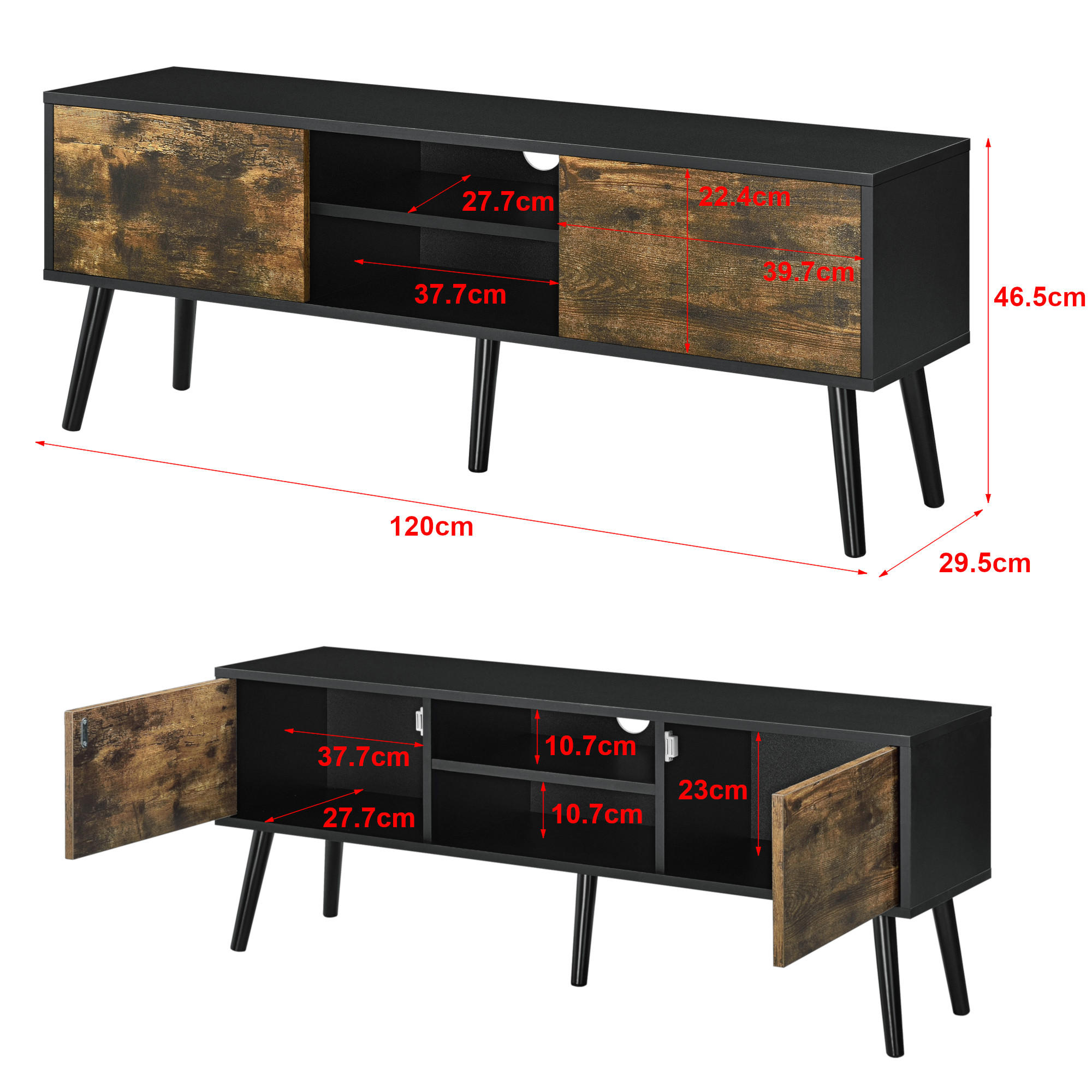 LOWBOARD Eskilstuna - Braun, Holz/Holzwerkstoff (120/46.5/29.5cm) - [en.casa]
