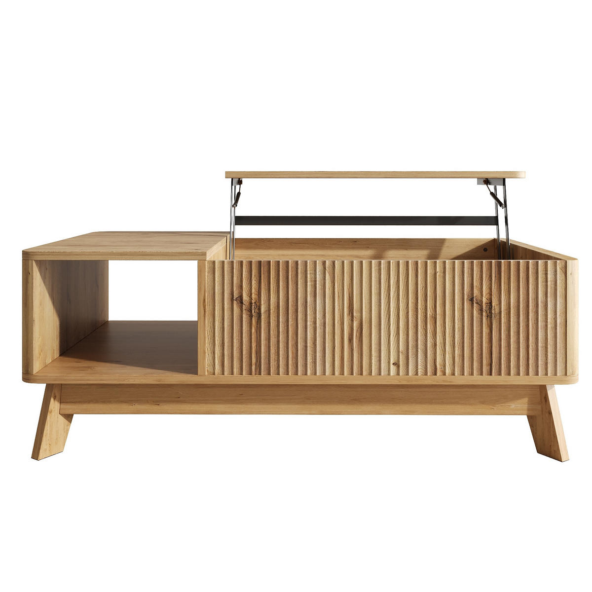 COUCHTISCH 95/48/50 cm Natur aus MDF mit Hubfunktion und Stauraum - Naturfarben, Holzwerkstoff (95/48/50cm) - OKWISH