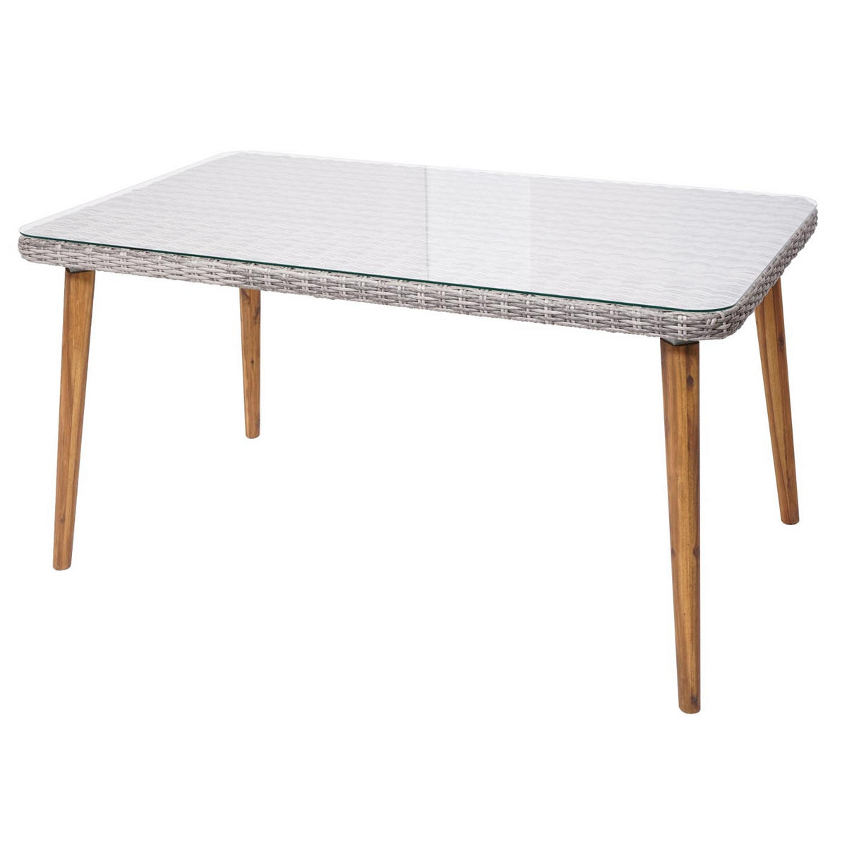 POLY-RATTAN ESSTISCH rechteck Grau, Braun - Braun/Grau, Holz (90/150/78cm) - MCW