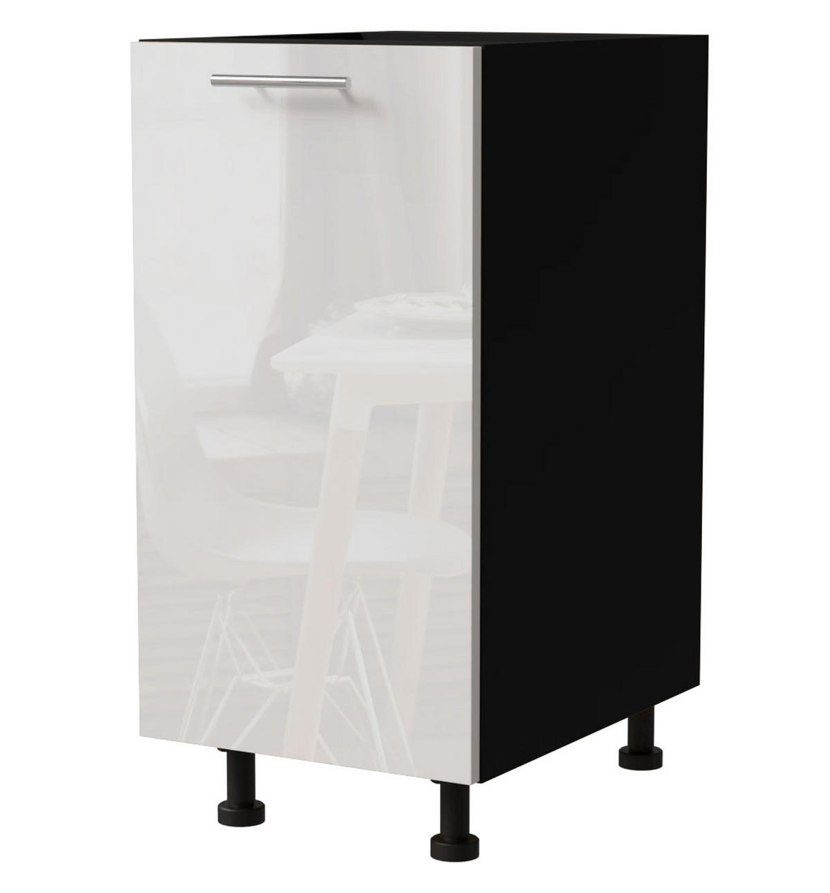KÜCHENUNTERSCHRANK Essen D1D/40/kargo Weiß Hochglanz / Schwarz Matt 40 / 50 / 82cm - Weiß Hochglanz/Schwarz, Holz/Holzwerkstoff (40/82/50cm) - Feldmann-Wohnen