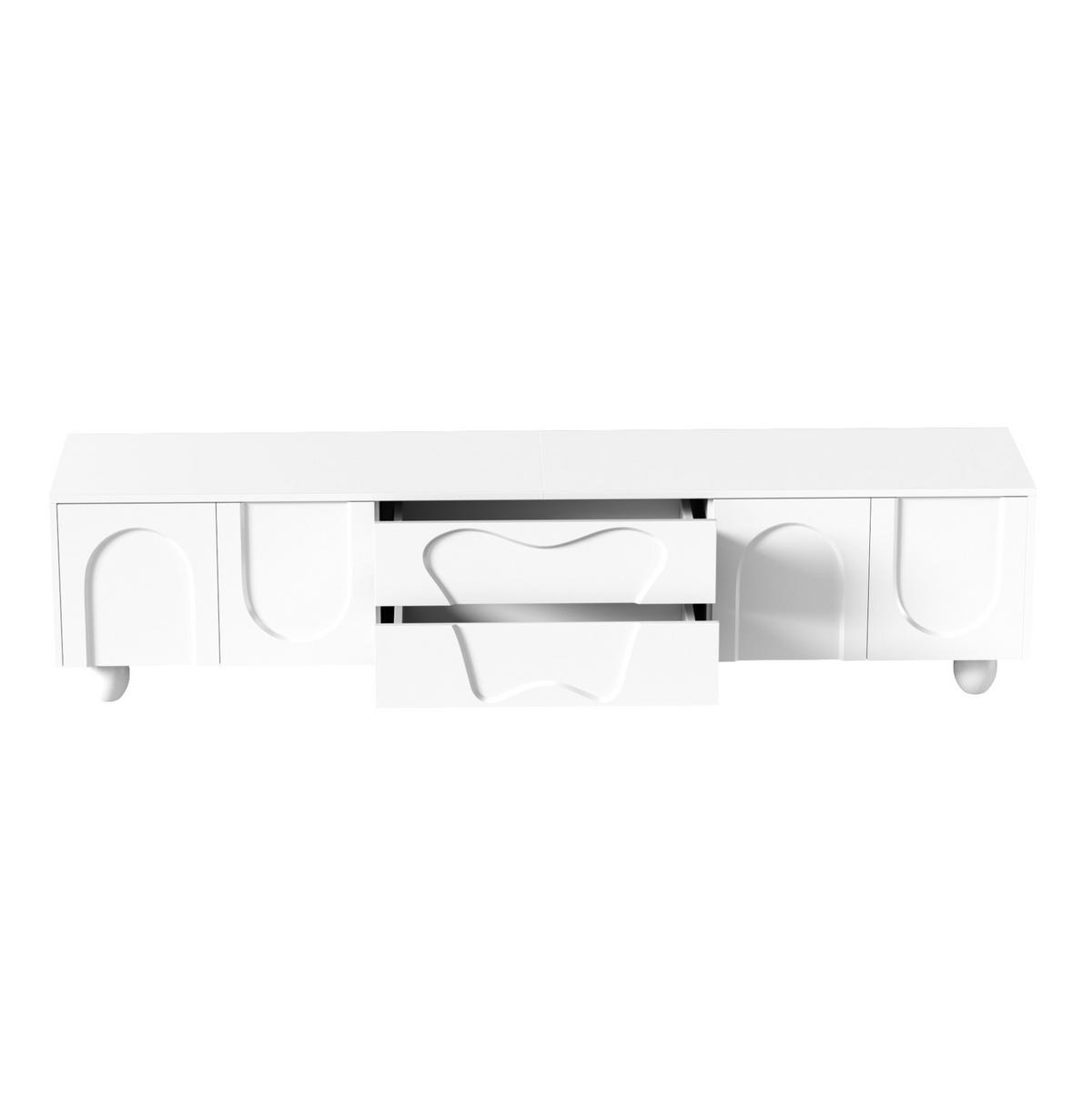 TV-ELEMENT mit Stauraum 180 x 40 x 42 cm Weiß mit Holzbeinen - Weiß, Holzwerkstoff (40/42/180cm) - Beauniv