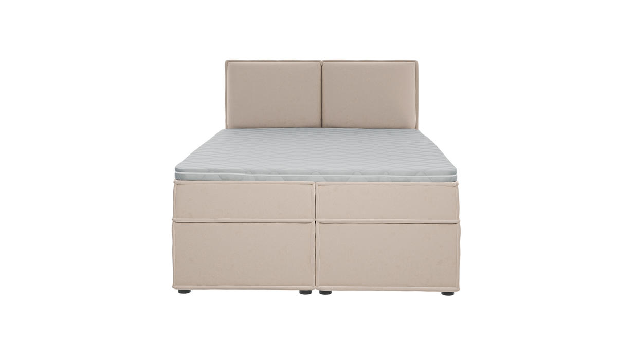 BOXBETT Eclipse 140/200 cm Beige Luxusmicrofaser - Beige/Schwarz, Holz/Kunststoff (140/200cm) - S-Style Möbel