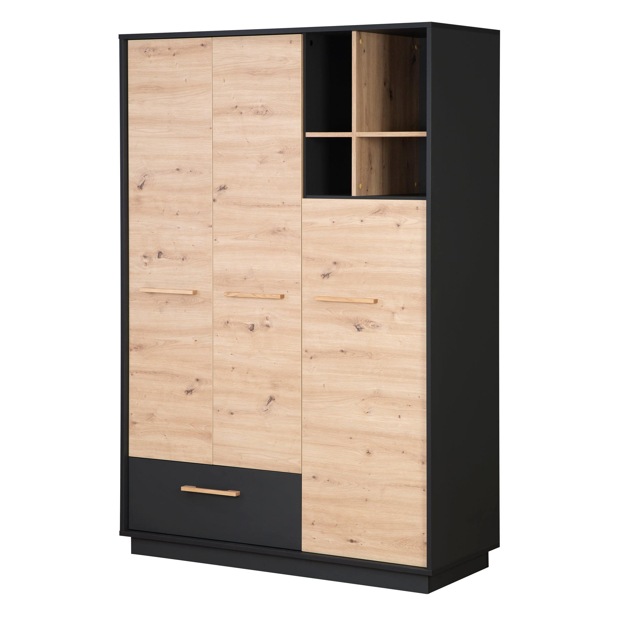 KLEIDERSCHRANK Lenn - Anthrazit, Holz/Holzwerkstoff (131.5/195/54cm) - Roba