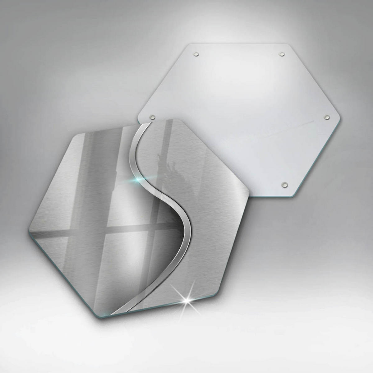 GLASPLATTE 40 cm Silber Metall Abstraktion - Chromfarben, Glas (40/40cm) - Wallfluent