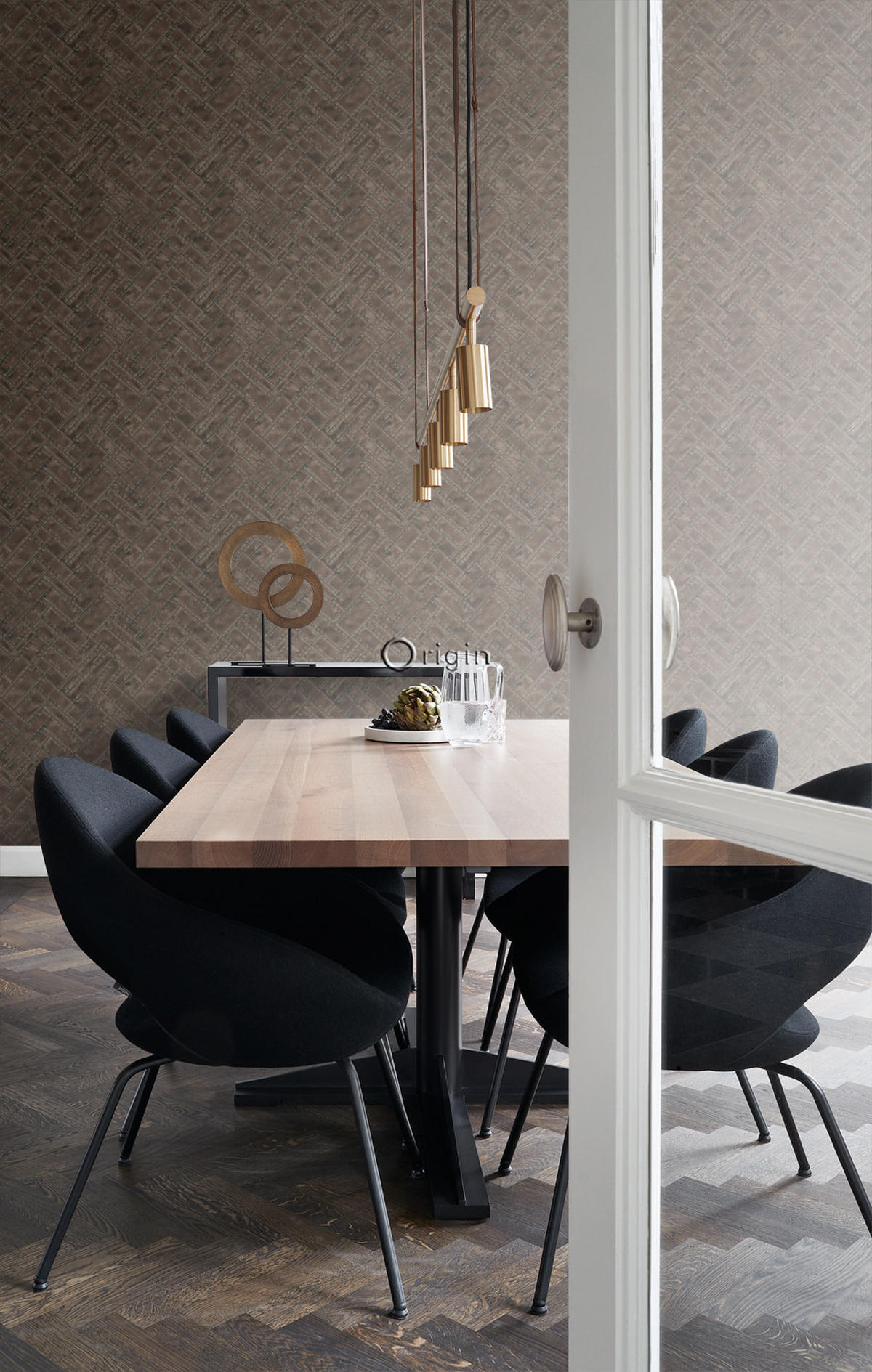 TAPETE Metallplatten 53 cm x 10.05 m - Braun, Papier (53/1000cm) - Origin Wallcoverings
